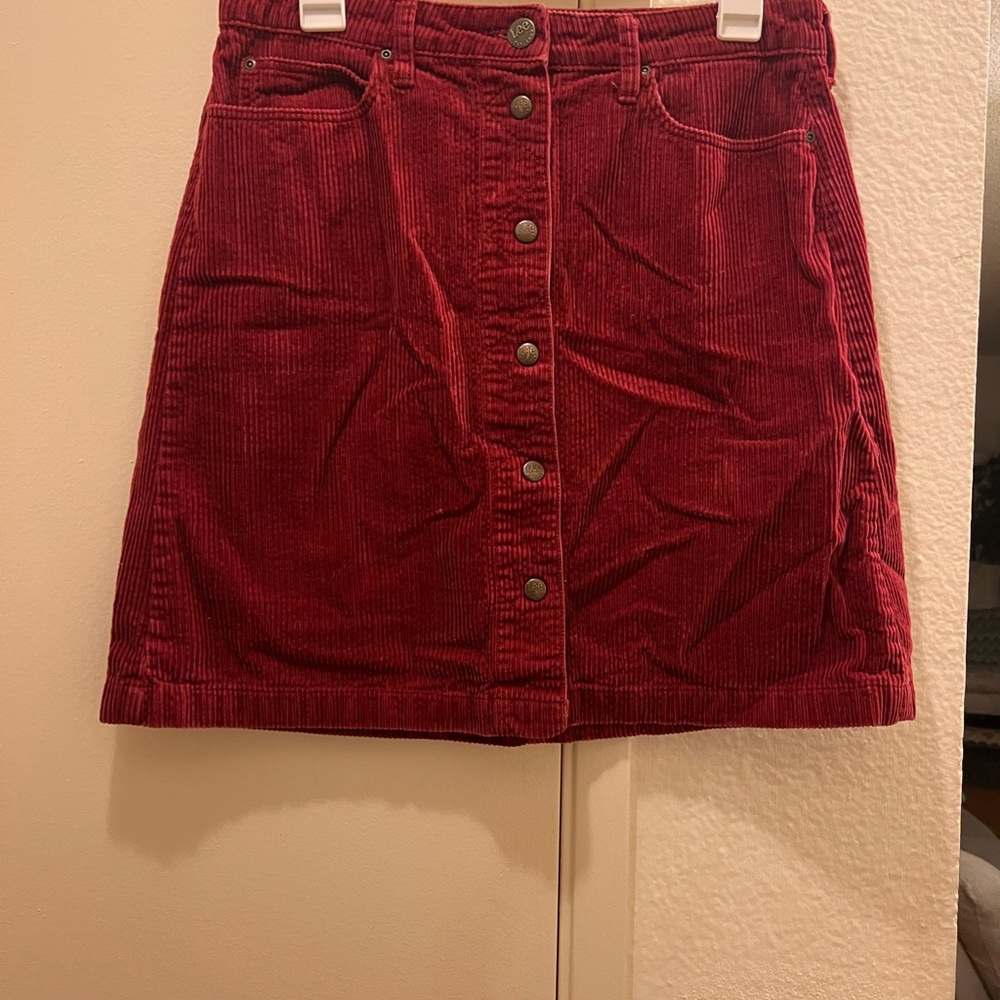 Corduroy Button-Front Skirt - Red